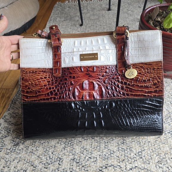 Brahmin Handbags - Brahmin Tri-color Asher, VGUC White, Brown, Black.